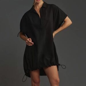 Anthropologie Daily Practice Dream Team Collared Mini Dress Black Size Small